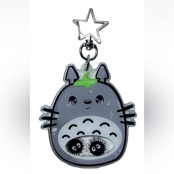Totoro Shaker Keychain- Kawaii Bag Charm, Chibi Chubby Style - Picture 2 of 2